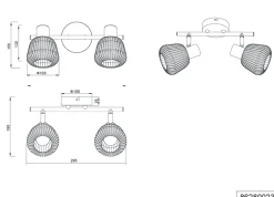 Trio Lighting Kjøkkenbelysning Tak|Takpendler<Tarifa taklampe 2-lys