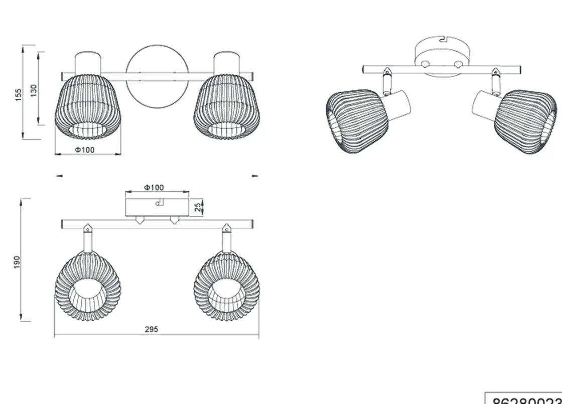 Trio Lighting Kjøkkenbelysning Tak|Takpendler<Tarifa taklampe 2-lys