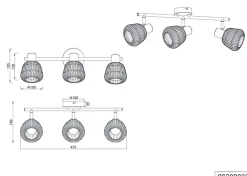 Trio Lighting Kjøkkenbelysning Tak|Takpendler<Tarifa taklampe 3-lys