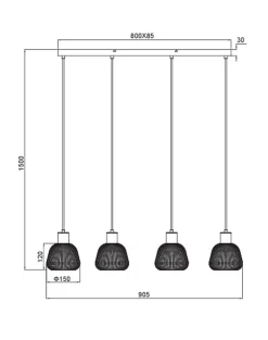 Trio Lighting Kjøkkenbelysning Tak|Takpendler<Tarifa takpendel 4-lys