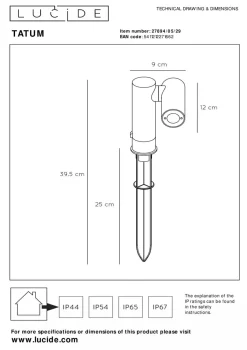 Lucide Spot På Spyd<Tatum hagebelysning på spyd 13 cm 4,5W IP65 3000K -