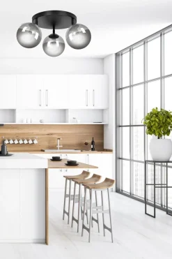 Emibig Kjøkkenbelysning Tak|Taklamper / Takplafonder<Tofi taklampe rund 3 lys - Svart/Røykfarget