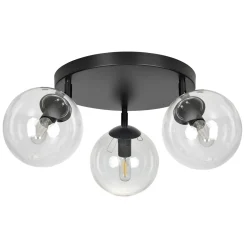 Emibig Kjøkkenbelysning Tak|Taklamper / Takplafonder<Tofi taklampe rund 3 lys - Svart/Klart glass