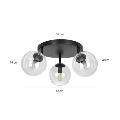Emibig Kjøkkenbelysning Tak|Taklamper / Takplafonder<Tofi taklampe rund 3 lys - Svart/Klart glass
