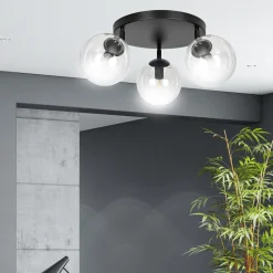 Emibig Kjøkkenbelysning Tak|Taklamper / Takplafonder<Tofi taklampe rund 3 lys - Svart/Klart glass