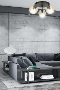 Emibig Kjøkkenbelysning Tak|Taklamper / Takplafonder<Tofi taklampe rund 3 lys - Svart/Amberfarget