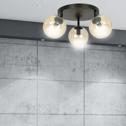 Emibig Kjøkkenbelysning Tak|Taklamper / Takplafonder<Tofi taklampe rund 3 lys - Svart/Amberfarget