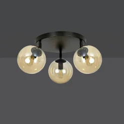 Emibig Kjøkkenbelysning Tak|Taklamper / Takplafonder<Tofi taklampe rund 3 lys - Svart/Amberfarget