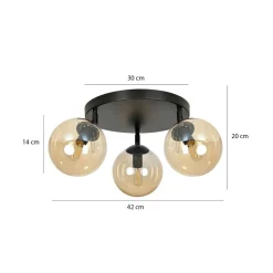 Emibig Kjøkkenbelysning Tak|Taklamper / Takplafonder<Tofi taklampe rund 3 lys - Svart/Amberfarget
