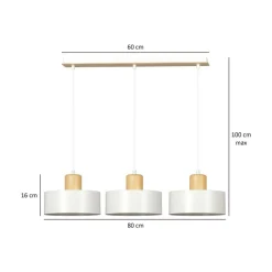 Emibig Kjøkkenbelysning Tak|Takpendler<Torin trippel takpendel - Hvit/Tre