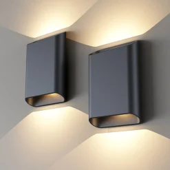 NorDesign Utelamper Med Opp/Ned Lys<Trem K2 vegglampe 2 x 6W 3000 Kelvin - Dimbar