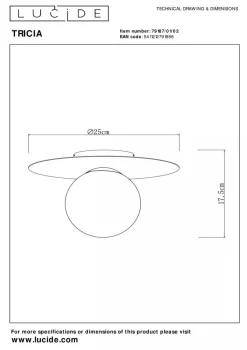 Lucide Kjøkkenbelysning Tak|Taklamper / Takplafonder<Tricia taklampe 25 cm