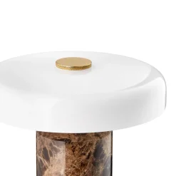 Design by Us Oppladbare Bordlamper<Trip oppladbar bordlampe - Dark Emperador brun marmor/Hvit skjerm