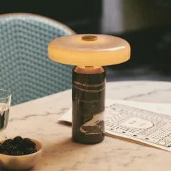 Design by Us Oppladbare Bordlamper<Trip oppladbar bordlampe - Ask marmor/ blank skjerm