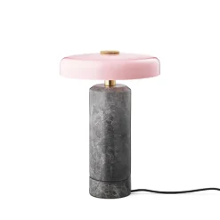 Design by Us Oppladbare Bordlamper<Trip oppladbar bordlampe - Sølv marmor/Rosa blank skjerm