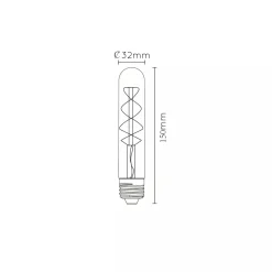 Lucide Led-Pærer E27 Sokkel<Tube E27 Filament LED T32 5W 2200K 15 cm dimbar - Amber