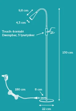 Nielsen Light Leselamper Gulv<Twist gulvlampe 3W 3000K 3 step dim -
