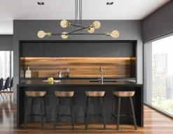 Emibig Kjøkkenbelysning Tak|Takpendler<Vesio takpendel 6 lys - Svart/Gullfarget