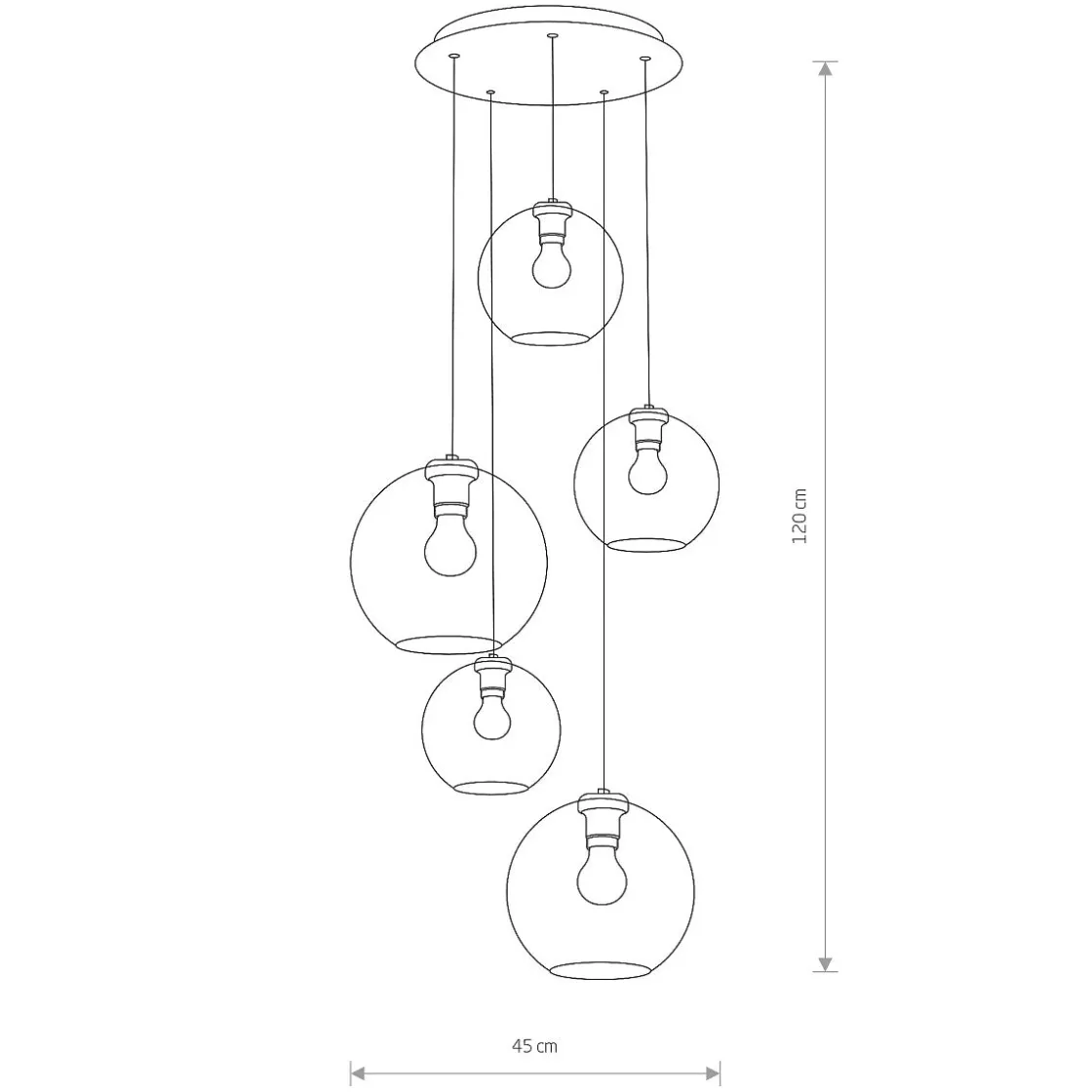 Nowodvorski Kjøkkenbelysning Tak|Takpendler<Vetro takpendel 5 kupler - Svart/Røykfarget
