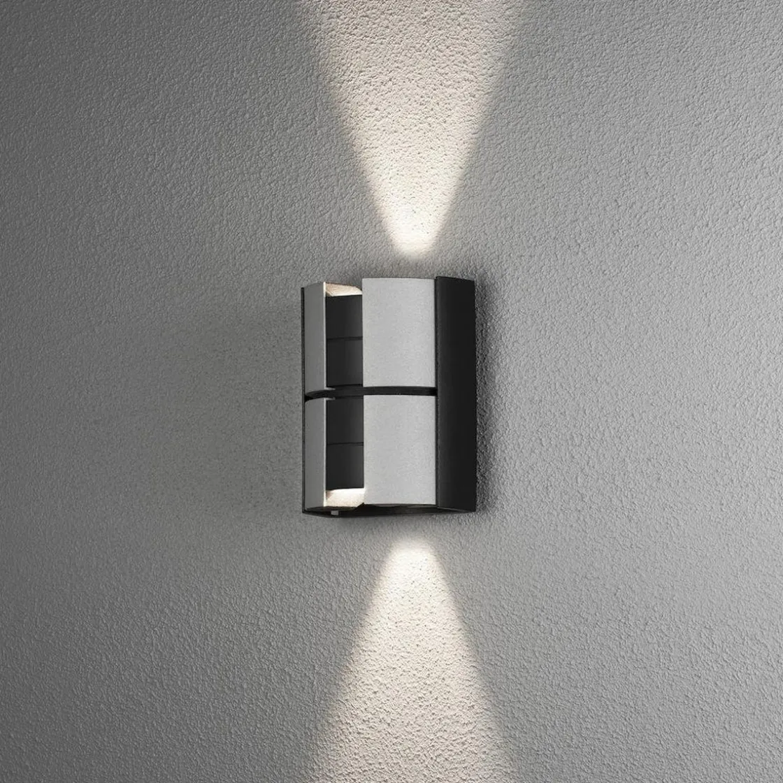 Konstsmide Utelamper Med Opp/Ned Lys<Vidar vegglampe utendørs opp/ned 2x5W - Svart/Sølv