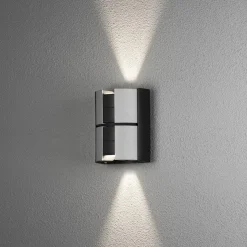 Konstsmide Utelamper Med Opp/Ned Lys<Vidar vegglampe utendørs opp/ned 2x5W - Svart/Sølv