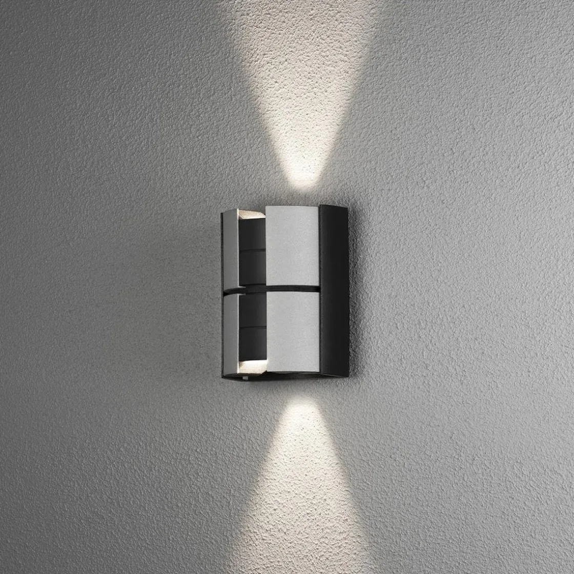 Konstsmide Utelamper Med Opp/Ned Lys<Vidar vegglampe utendørs opp/ned 2x5W - Svart/Sølv