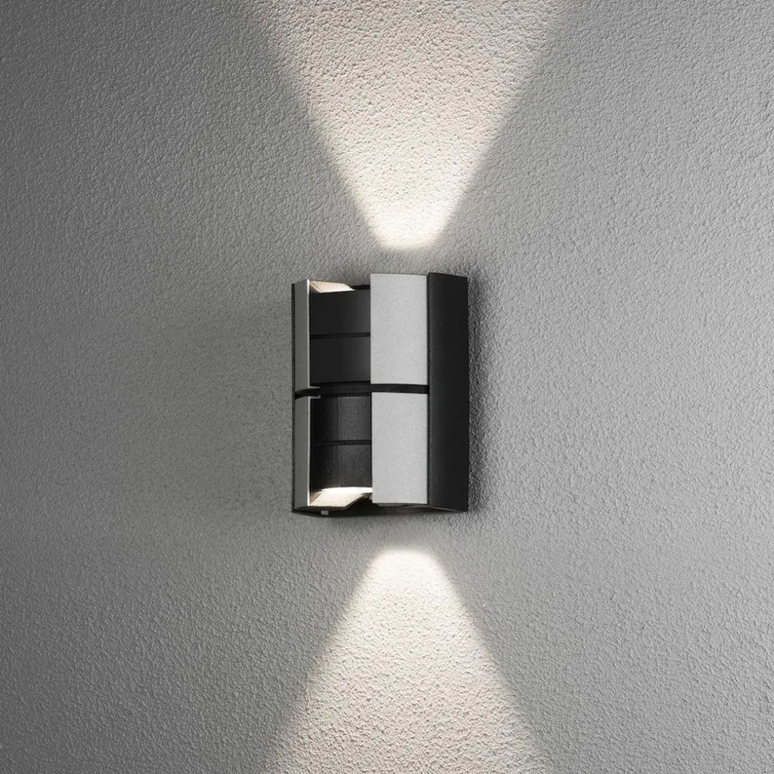 Konstsmide Utelamper Med Opp/Ned Lys<Vidar vegglampe utendørs opp/ned 2x5W - Svart/Sølv