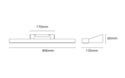 Sg Armaturen As Baderomsbelysning Vegg<View 900 vegglampe baderom 2700K 30W IP44