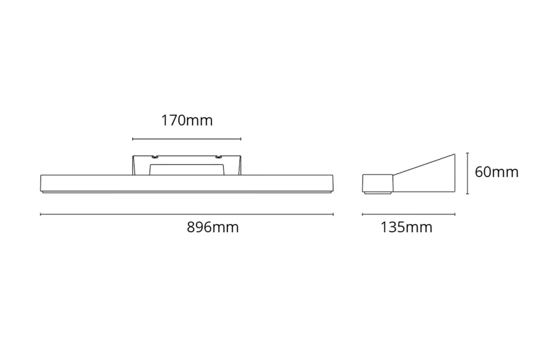 Sg Armaturen As Baderomsbelysning Vegg<View 900 vegglampe baderom 2700K 30W IP44