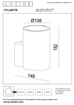 Lucide Utelamper Med Opp/Ned Lys<Volantis vegglampe utendørs ned IP54 E27 -