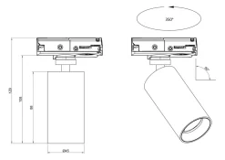NorDesign Kjøkkenbelysning Tak|Vox Spotskinner<Vox D45 spot 7W 2700K RA90 Dimbar (1T) - Pure White (RAL9010)