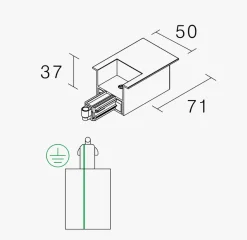 NorDesign Kjøkkenbelysning Tak|Vox Spotskinner<Vox high endetilkobling innfelt (L),