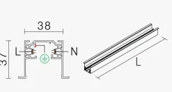 NorDesign Kjøkkenbelysning Tak|Vox Spotskinner<Vox high spotskinne innfelt 1M -