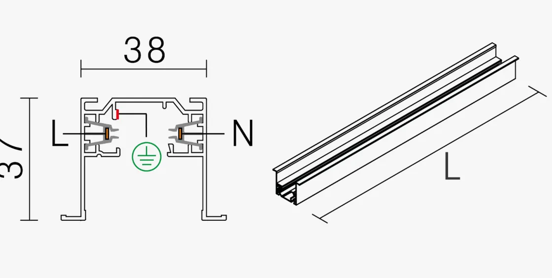 NorDesign Kjøkkenbelysning Tak|Vox Spotskinner<Vox high spotskinne innfelt 2M -