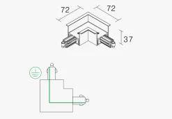 NorDesign Kjøkkenbelysning Tak|Vox Spotskinner<Vox L high innfelt vinkelskjøt O,