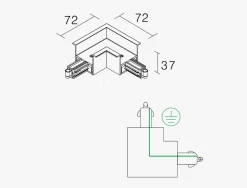 NorDesign Kjøkkenbelysning Tak|Vox Spotskinner<Vox L high innfelt vinkelskjøt i,