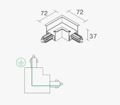 NorDesign Kjøkkenbelysning Tak|Vox Spotskinner<Vox L high innfelt vinkelskjøt O,