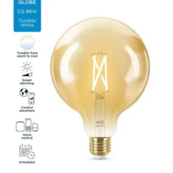 WiZ Led-Smartlyspærer|Led-Pærer Smart E27 Sokkel<E27 Lyspære filament G125 6,7W Wifi - Justerbar fargetemperatur 2000-5000 Kelvin