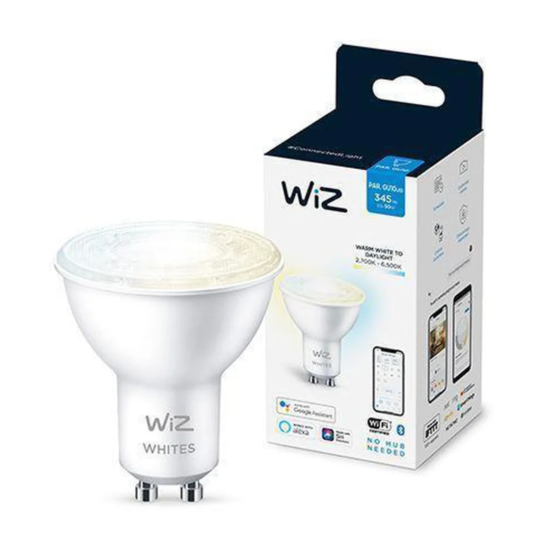 WiZ Led-Smartlyspærer|Led-Pærer Gu10 Sokkel<GU10 Lyspære 4,9W Wifi - Justerbar fargetemperatur 2700-6500 Kelvin