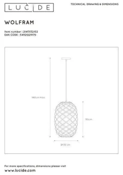Lucide Kjøkkenbelysning Tak|Takpendler<Wolfram takpendel 32 cm