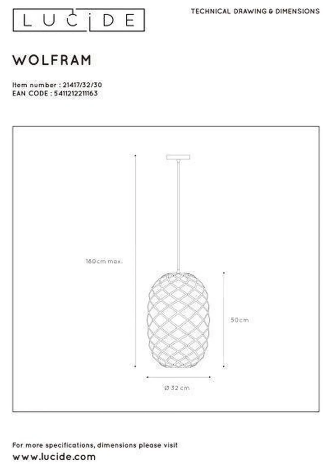 Lucide Kjøkkenbelysning Tak|Takpendler<Wolfram takpendel 32 cm