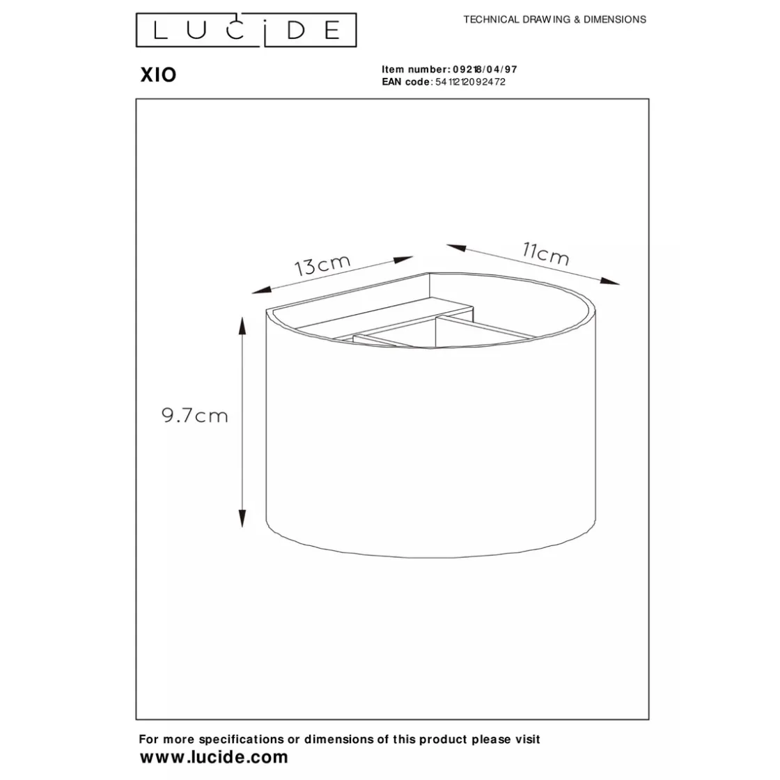 Lucide Vegglamper Med Opp/Ned Lys<Xio round vegglampe opp/ned