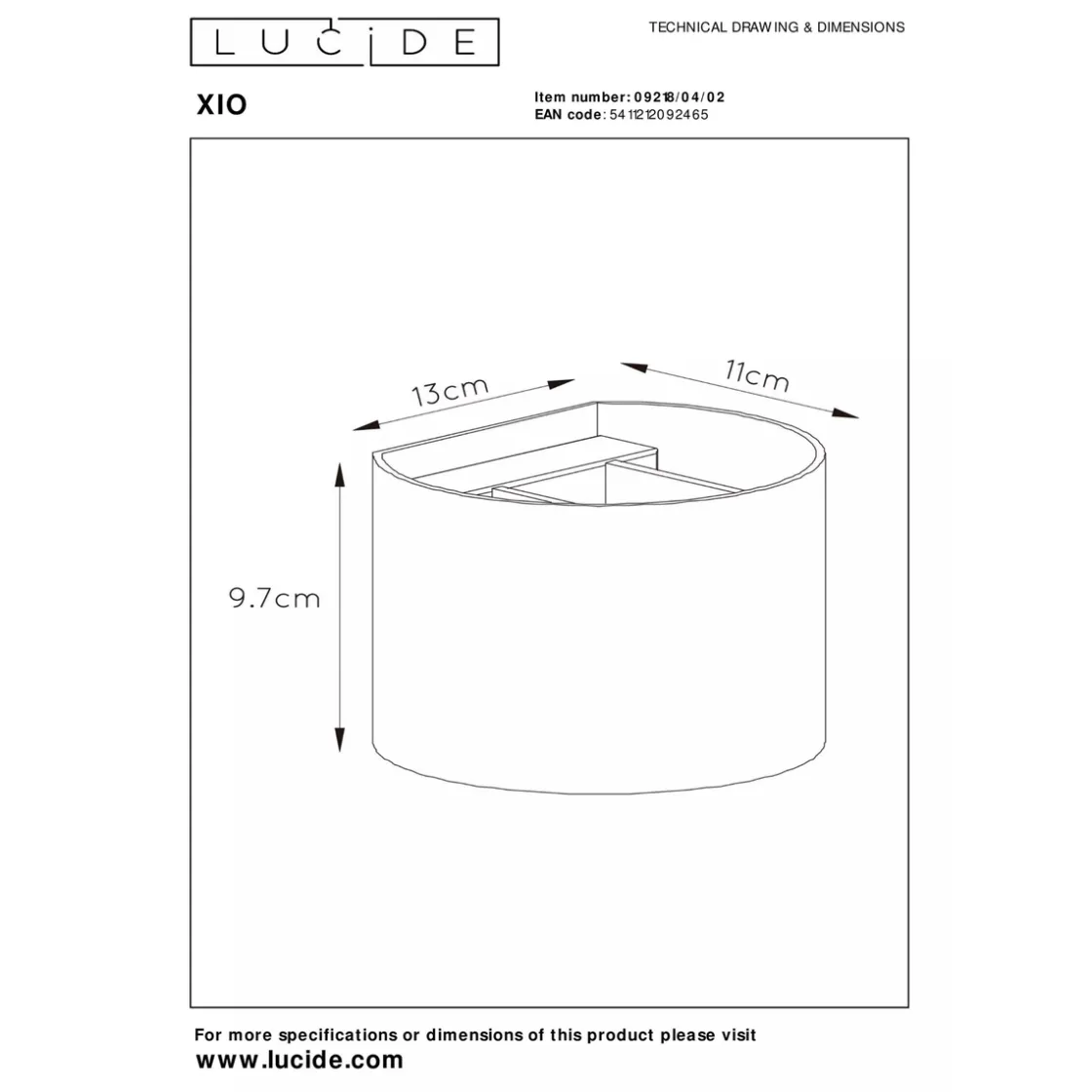 Lucide Vegglamper Med Opp/Ned Lys<Xio round vegglampe opp/ned